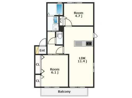 シャーメゾンF1(2LDK/2階)の間取り写真