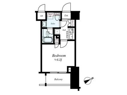 LEA横濱ウエストステージ(1K/6階)の間取り写真