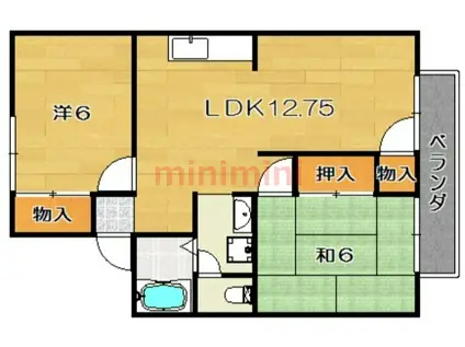 メゾンアサヒII(2LDK/1階)の間取り写真