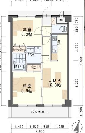 ライフシティ(2LDK/2階)の間取り写真