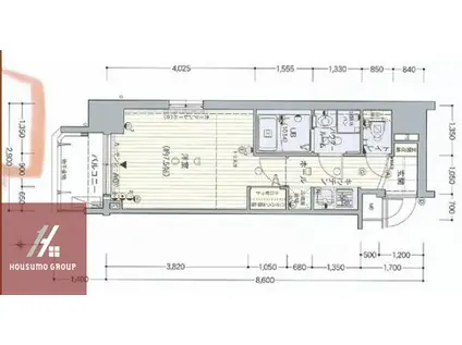 サムティ北浜大手通(1K/4階)の間取り写真