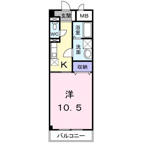 グランディール太田A(1K/2階)の間取り写真