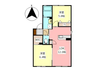 スリーゼ I棟(2LDK/1階)の間取り写真