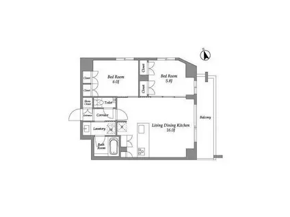 エネシャル代官山(2LDK/10階)の間取り写真