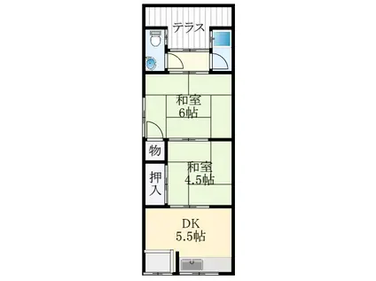 米田文化1棟(2DK/1階)の間取り写真