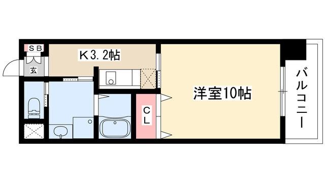ファミーユ檀(1K/2階)の間取り写真