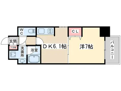 南森町プライマリーワン(1DK/5階)の間取り写真