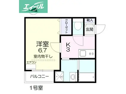 ヴィーナスコート島田本町(1K/1階)の間取り写真