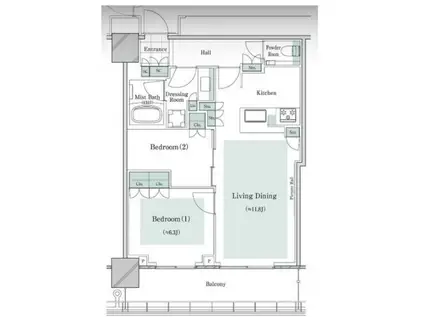 THE TOWER 十条(2LDK/21階)の間取り写真