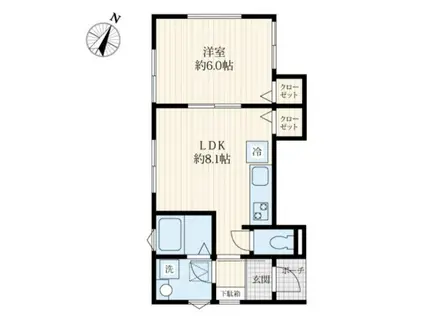 CE LA VI 中落合(1LDK/1階)の間取り写真