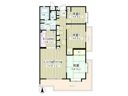 ヒラソル上野毛(3LDK/1階)の間取り写真