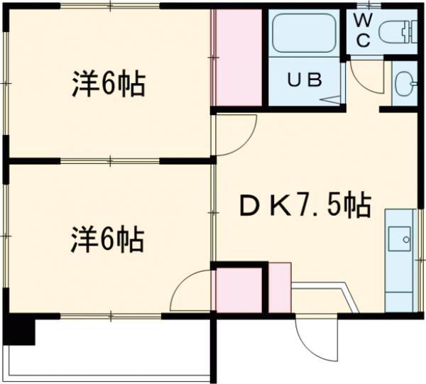 エステー立花(2DK/3階)の間取り写真