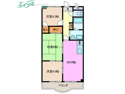 Gプラザ大藤(3DK/4階)の間取り写真