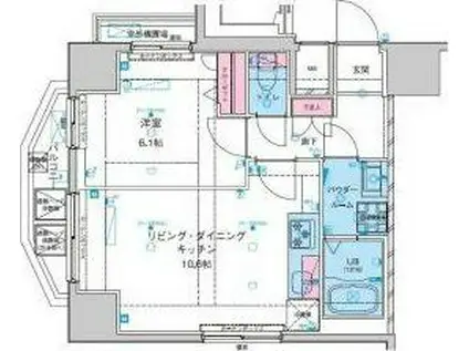 GENOVIA浅草駅前SKYGARDEN(1LDK/7階)の間取り写真