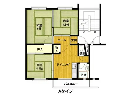 兵庫県公社 伊丹池尻2号棟(3DK/5階)の間取り写真