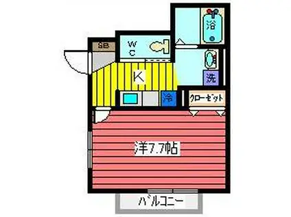 ミコノス(1K/1階)の間取り写真