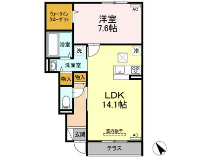 アソシエ望(1LDK/1階)の間取り写真