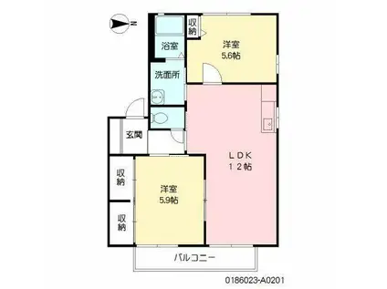 コスモハウス(2LDK/1階)の間取り写真