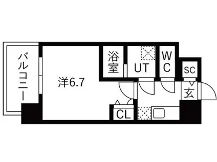 ワールドアイ大阪イースト CITY(1K/8階)の間取り写真