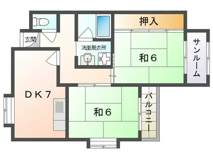 グランドール2番館(2DK/5階)の間取り写真