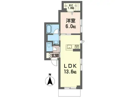 アリスティオ SHAMAISON(1LDK/1階)の間取り写真