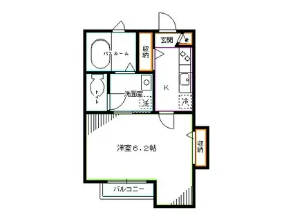 ブラン ET ノアール(1K/1階)の間取り写真