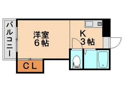 パシフィック白木原(1K/4階)の間取り写真