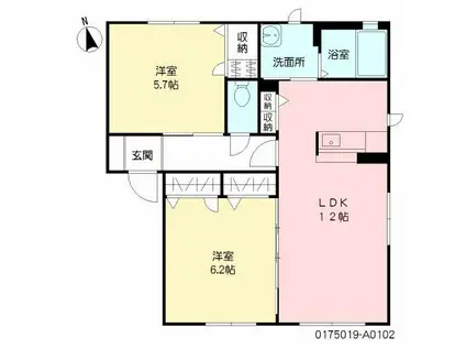 サンセール I棟(2LDK/1階)の間取り写真