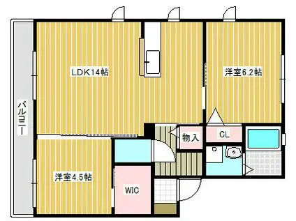 カーサ・エスパーダII(2LDK/2階)の間取り写真