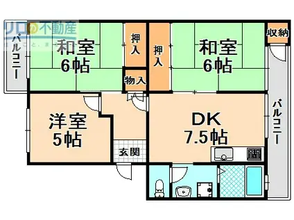 エミネンス野間(3DK/1階)の間取り写真