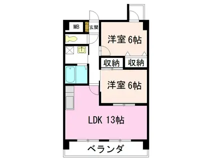 マ・メゾン小牧原 南館(2LDK/1階)の間取り写真