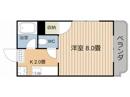 Mハウス唐湊(1K/3階)の間取り写真