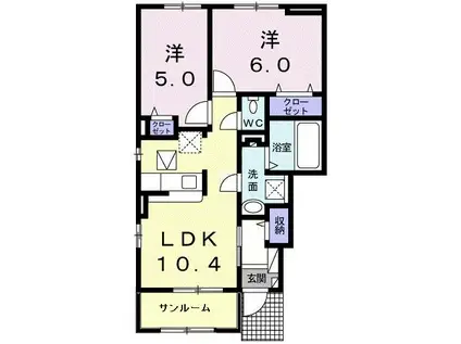 カーサ クオーレ(2LDK/1階)の間取り写真
