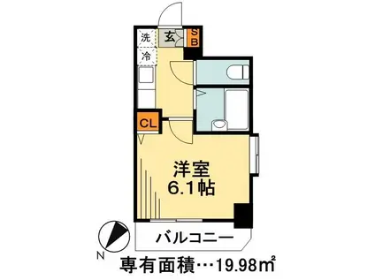 ソシア船堀(1K/5階)の間取り写真