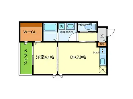 西宮市柳本町PJ(1DK/1階)の間取り写真