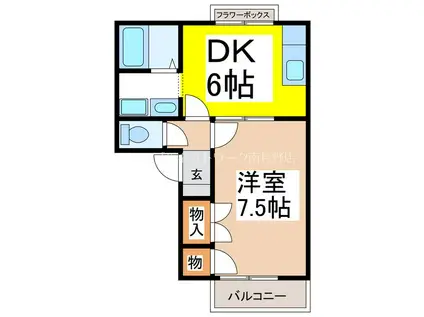 さみのあん II(1DK/2階)の間取り写真