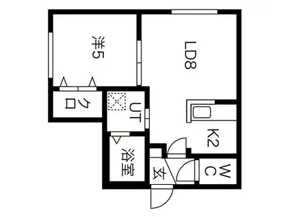 EXCEL琴似(1LDK/2階)の間取り写真