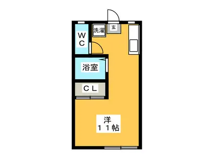 フォーブル春里(ワンルーム/1階)の間取り写真