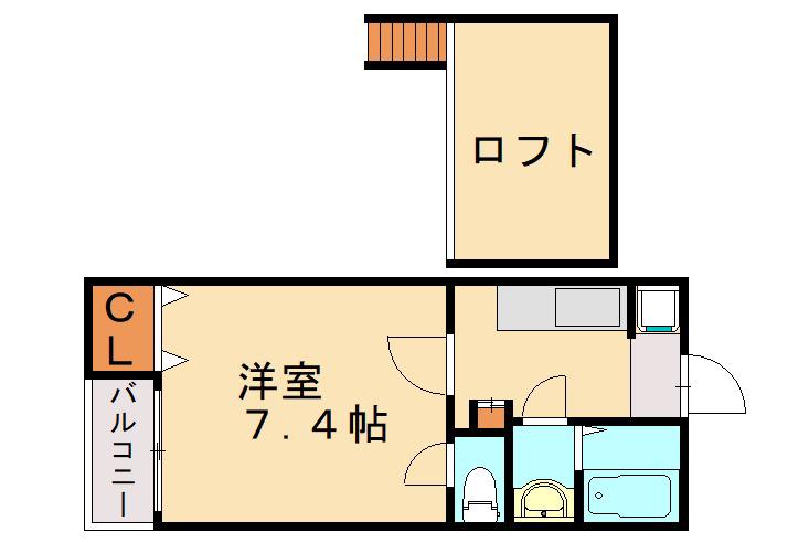 ベネフィスタウン吉塚3(1K/2階)の間取り写真