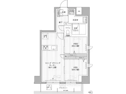 YS本所(2LDK/9階)の間取り写真