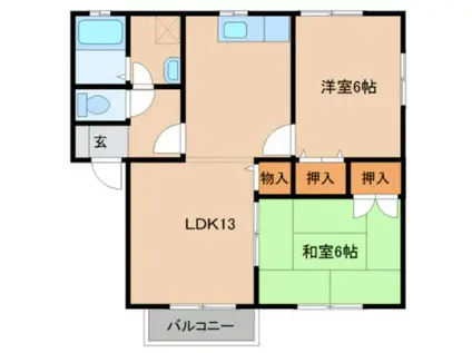 ロータスI(2LDK/1階)の間取り写真