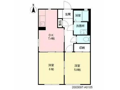 バリュージュD&M (2DK/1階)の間取り写真