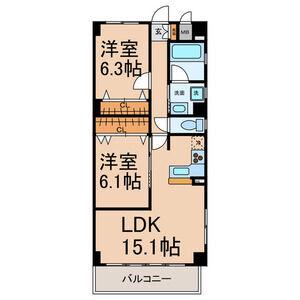 GLORIA(2LDK/4階)の間取り写真