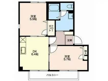 シャーメゾンWING(2DK/1階)の間取り写真