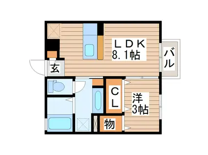 D-ROOM柏木(1LDK/2階)の間取り写真
