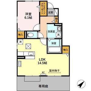 ミロワール鏡島(1LDK/1階)の間取り写真