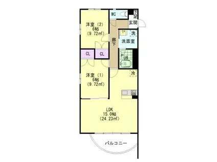 PRIMERA MT(2LDK/3階)の間取り写真