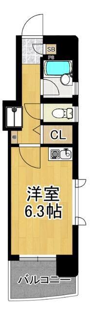 ライオンズマンション諏訪神社前(ワンルーム/9階)の間取り写真