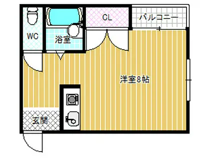 コートAU(ワンルーム/2階)の間取り写真