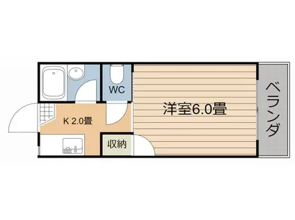 マリンハイツ(1K/2階)の間取り写真